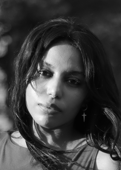 Black-and-white portrait of Sarah